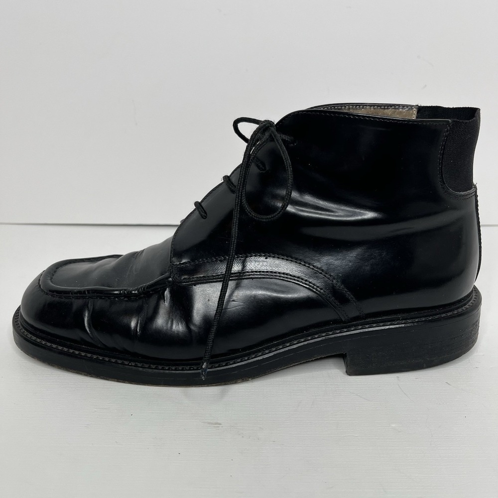 Gortz Made in Italy Men's 9.5 / 10 Black Leather Moc Toe Chukka Lace up Ankle